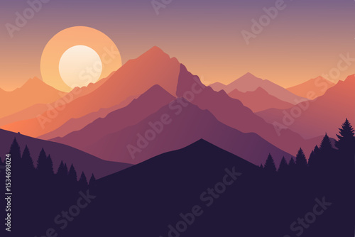 sunset in mountains