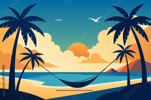tropical beach with palm trees