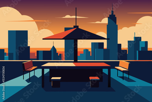 city at sunset