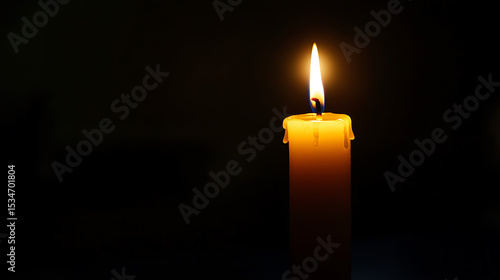 A single lit candle casting a warm glow in the darkness