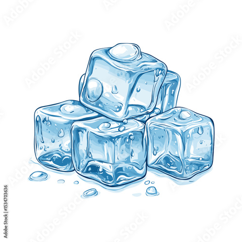 Ice cubes flat vector design