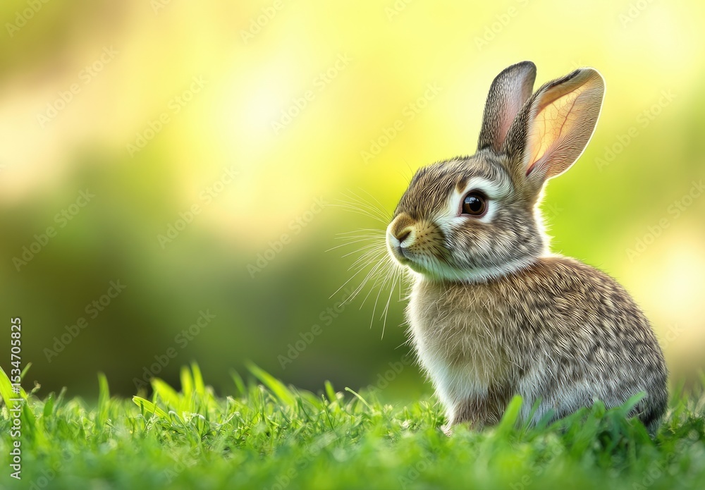 Fototapeta premium Cute bunny in spring grass (1)