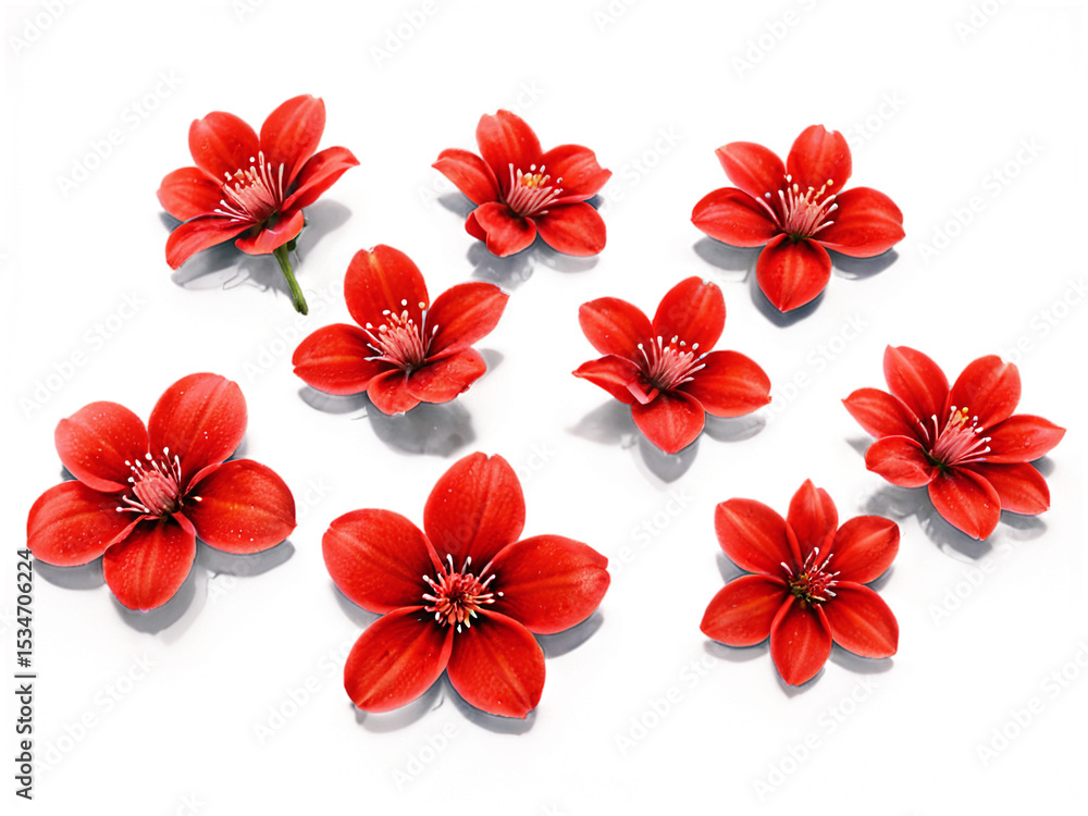 Obraz premium Vibrant Red Artificial Flowers A Collection of Ten Stunning Blooms for Decoration