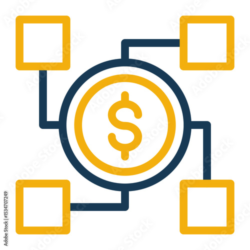 Capital Investment Boost Icon - Secure Business Growth (Outline Color Style)