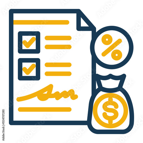 Financial Agreement Icon - Secure Funding Contract (Outline Color Style)