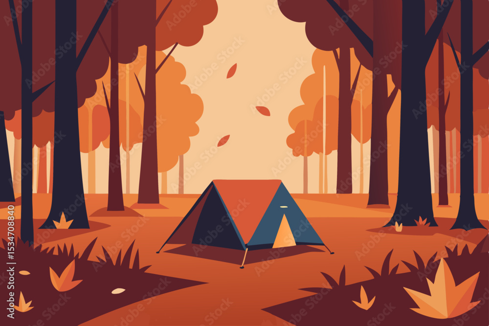 Naklejka premium autumn landscape vector illustration