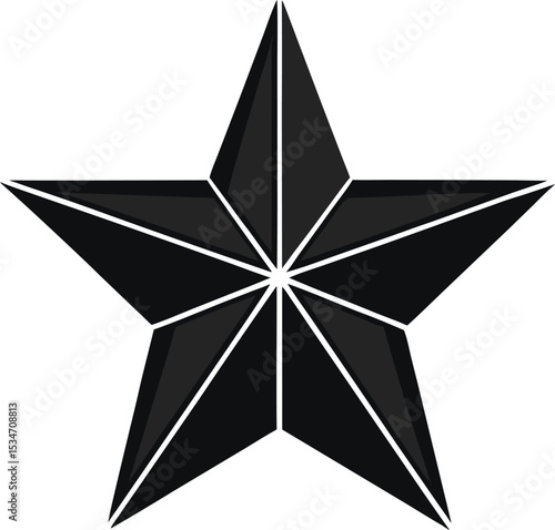 Black Five Pointed Star Geometric Graphic Design black star