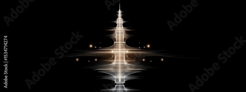 Abstract Light Tower with Soft Glows and Dark Background