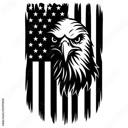 Eagle With American Flag, Distressed American Flag with Eagle Head Illustration Patriotism, 4th of july