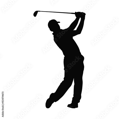 Male Golfer Swinging Club - Sport Silhouette Design