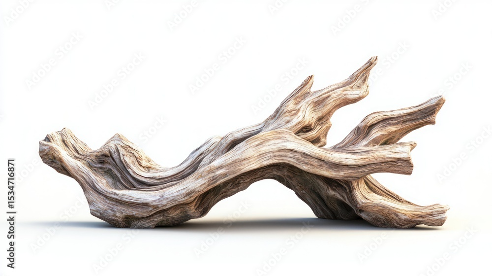 Fototapeta premium 3D render of a driftwood sculpture tabletop decor on white background