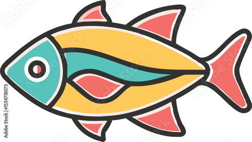 Vibrant red eyed tetra fish illustration on white background