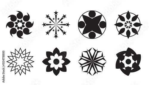 Set of circular shape assets, mandala pattern assets