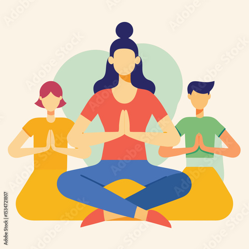 Wallpaper Mural Group Yoga Session Illustration Torontodigital.ca