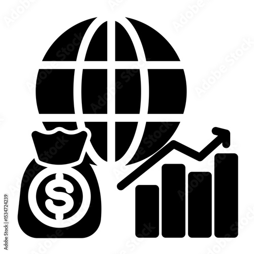 Global Market Expansion Icon - Business Growth Strategy (Solid Style)