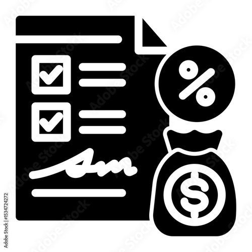Financial Agreement Icon - Secure Funding Contract (Solid Style)