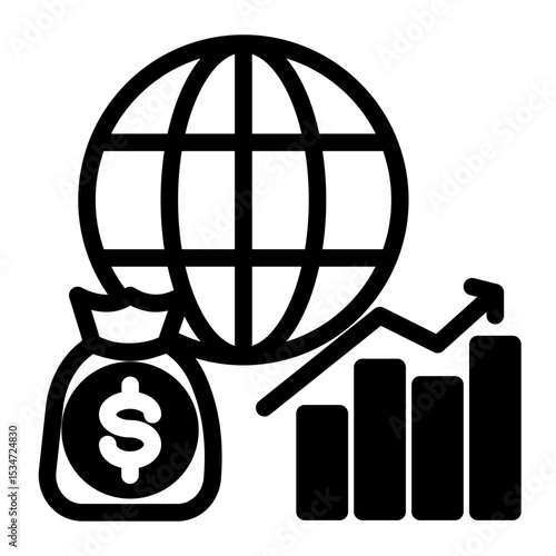 Global Market Expansion Icon - Business Growth Strategy (Mixed Style)