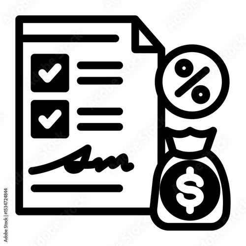 Financial Agreement Icon - Secure Funding Contract (Mixed Style)