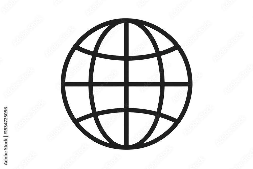 Globe icon representing global communication, international business, and worldwide connectivity on a transparent background Globe icon representing global communication, international business, and worldwide connectivity on a transparent background