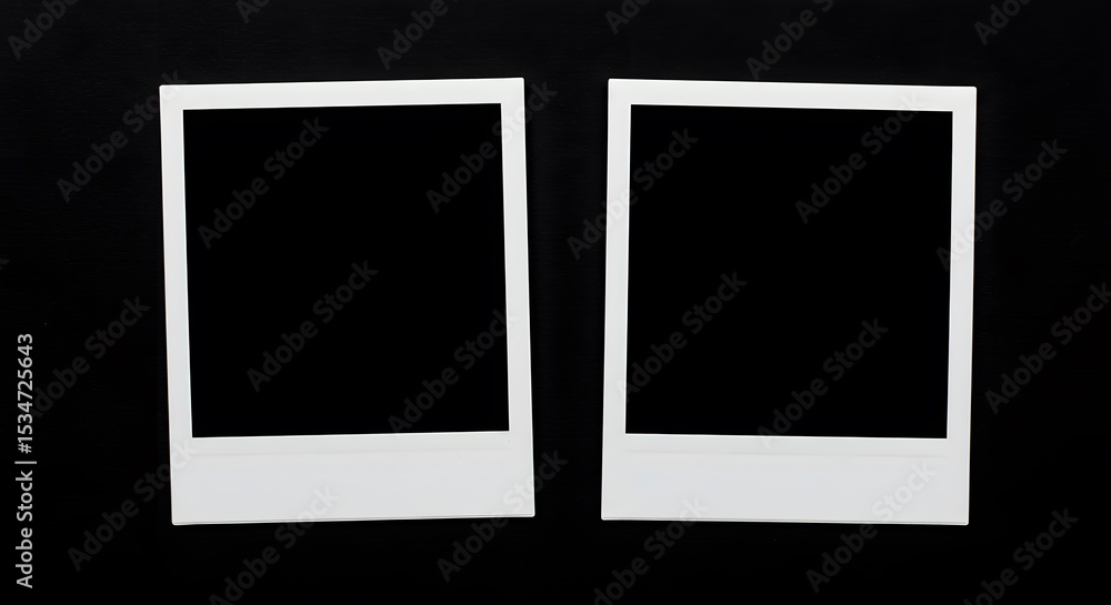 Two Blank White Instant Photo Frames Isolated on Black Background Two Blank White Instant Photo Frames Isolated on Black Background