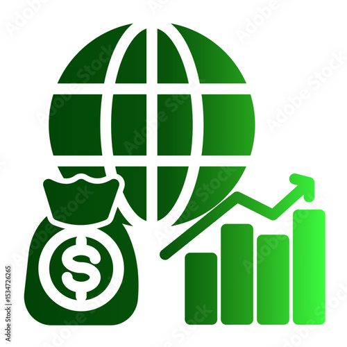 Global Market Expansion Icon - Business Growth Strategy (Solid Gradient Style)