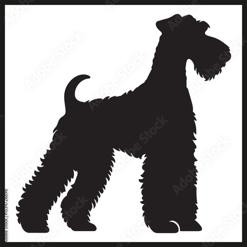 A black silhouette of an Airedale Terrier vector