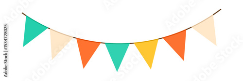 Festive flag garland vector illustration. Retro bunting in simple flat style, isolated on white background.
