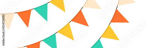 Festive flag garland vector illustration. Retro bunting in simple flat style, isolated on white background.
