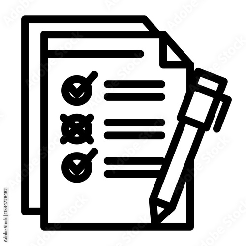 Task Verification Icon - Outline Style for Quality Control.