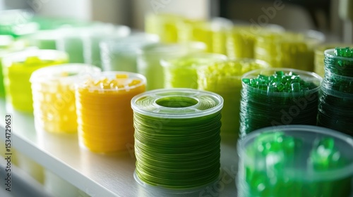 Wallpaper Mural Vibrant Display of Transparent Gelatin Candy in Various Shades of Green and Yellow in a Bright Food Preparation Space Torontodigital.ca