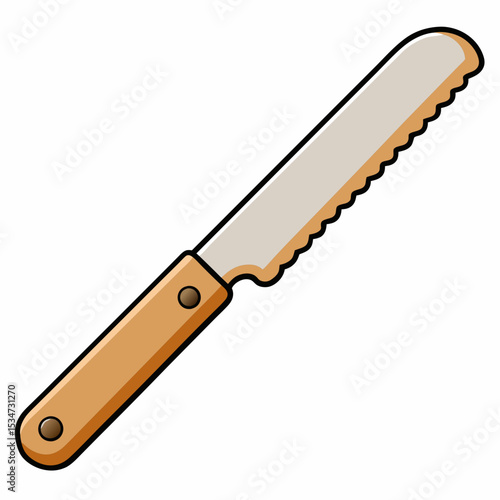 bread knife vector illustration isolated on white, kitchen utensil, suitable for icon, graphic element, and others