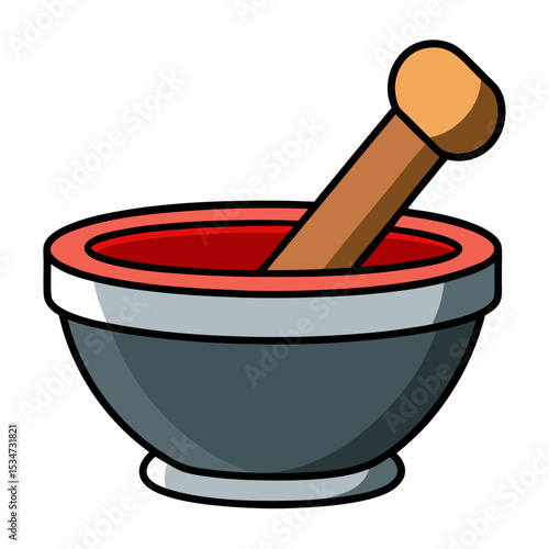 mortar and pestle vector illustration isolated on white, kitchen utensil, suitable for icon, graphic element, and others