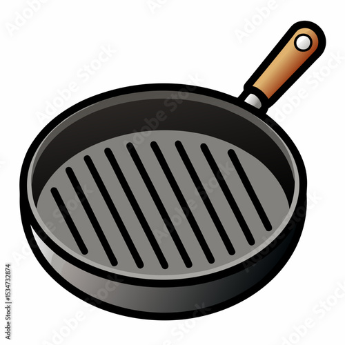 grill pan colorful vector illustration, isolated on white background