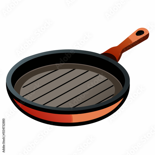 grill pan colorful vector illustration, isolated on white background