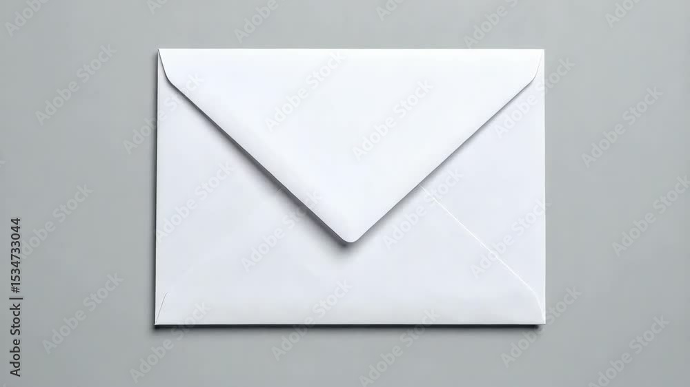 Simple white envelope resting on pale gray surface in clean and minimalist presentation suitable for stationery or correspondence use