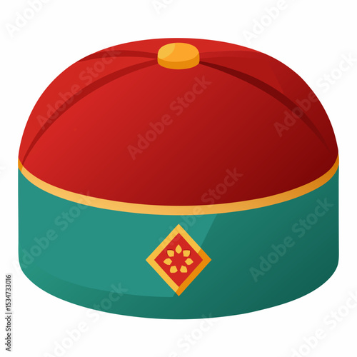 kufi cap colorful vector illustration, isolated on white background