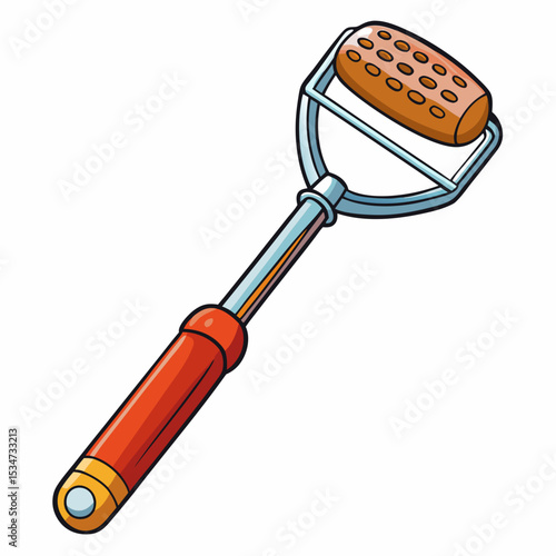 potato masher colorful vector illustration, isolated on white background