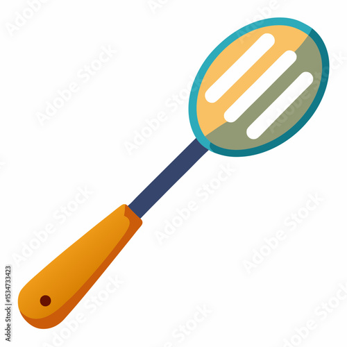 slotted spoon colorful vector illustration, isolated on white background