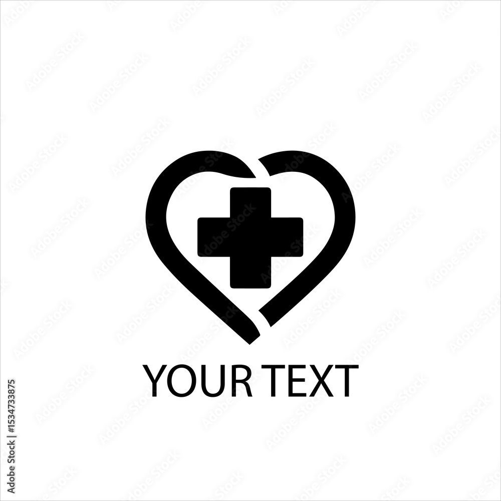 Fototapeta premium Vector Logo of Heart and Medical Cross Symbolizing Healthcare and Medical Services — Isolated on White Background