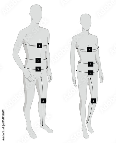 Male and female size measurement chart