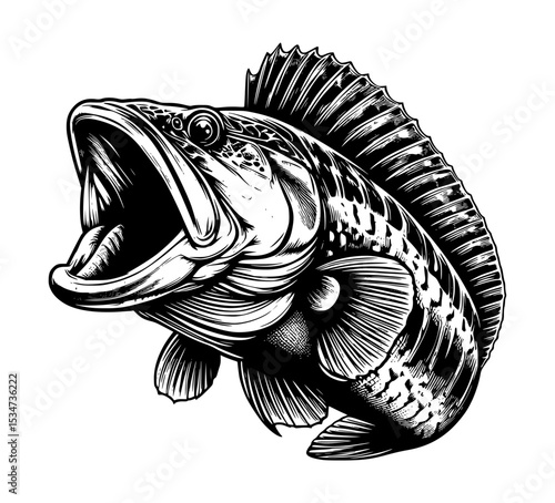 predator fish on a white background