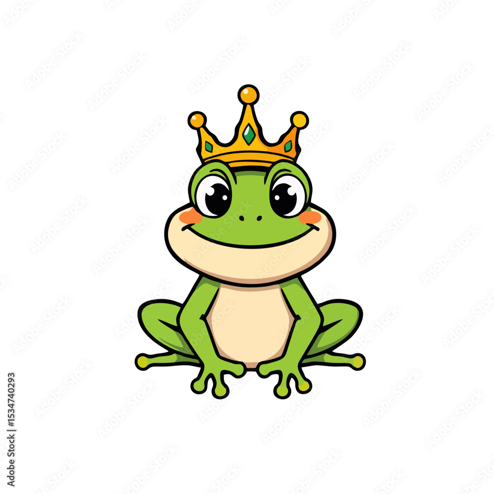 Funny Frog Logo Wearing a Crown, Animal Vector Illustration Funny Frog Logo Wearing a Crown, Animal Vector Illustration