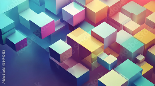 Colorful 3D Blocks Arrangement with Soft Lighting Effects