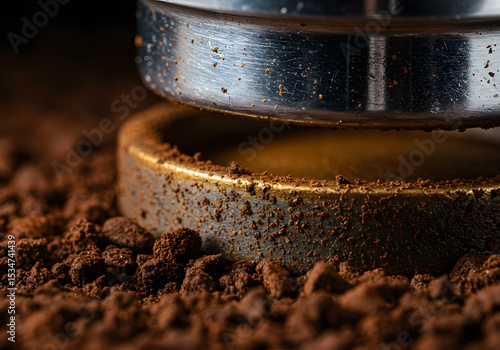 Coffee grounds and tamper preparation