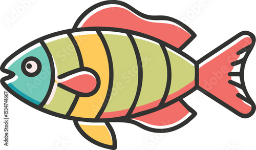 Vibrant zebra danio fish illustration on white background