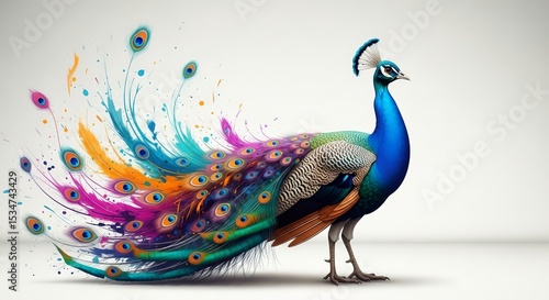 Radiant peacock exhibiting dazzling colorful feathers