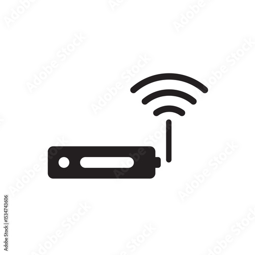 Wireless router signal icon. Flat modern router icon with signal wave, perfect for internet and tech UX.