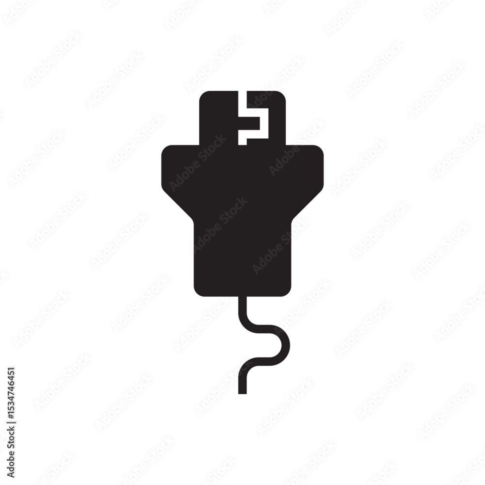 Power charger adapter icon. Power plug with cable, suitable for electronics, power supply, or device charging use. Power charger adapter icon. Power plug with cable, suitable for electronics, power supply, or device charging use.