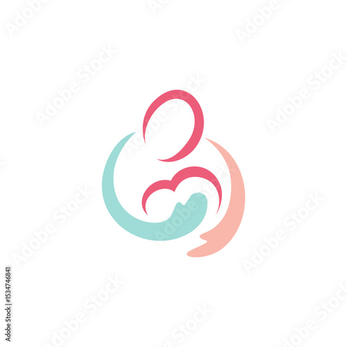 Mom and baby logo design icon. woman baby motherhood