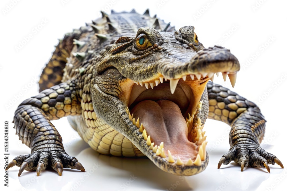 Obraz premium Crocodile Attack Logo Design, Claws Logo, Reptile Logo, Aggressive Crocodile, White Background, Wild Animal Logo, Predator Logo, Powerful Logo, Fearsome Logo, Croc Brand, Business Logo